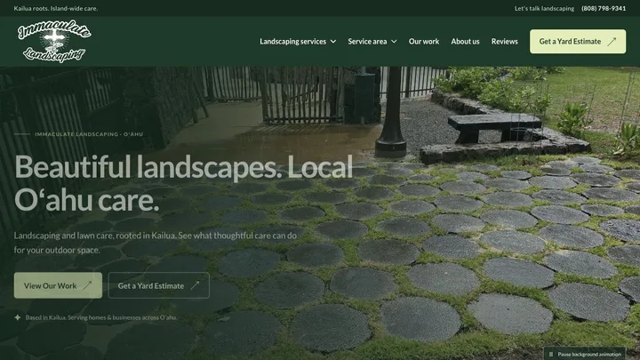 Immaculate Landscaping homepage preview